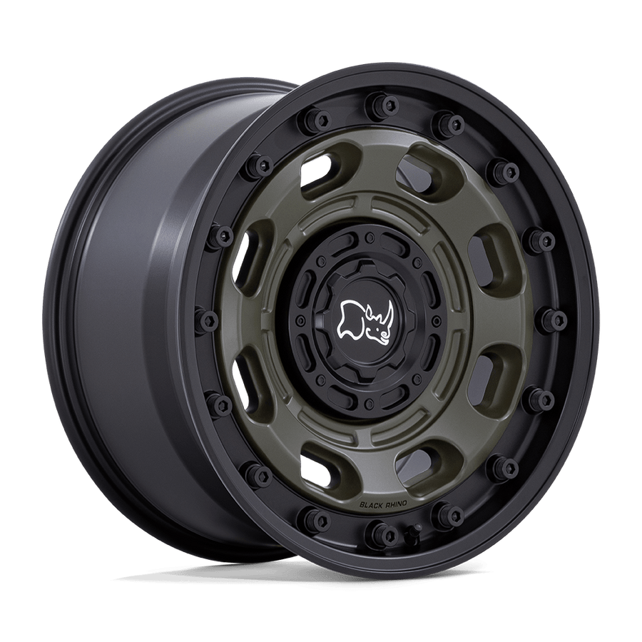 Black Rhino Hard Alloys ATLAS Olive Drab Green W/ Black Lip wheel