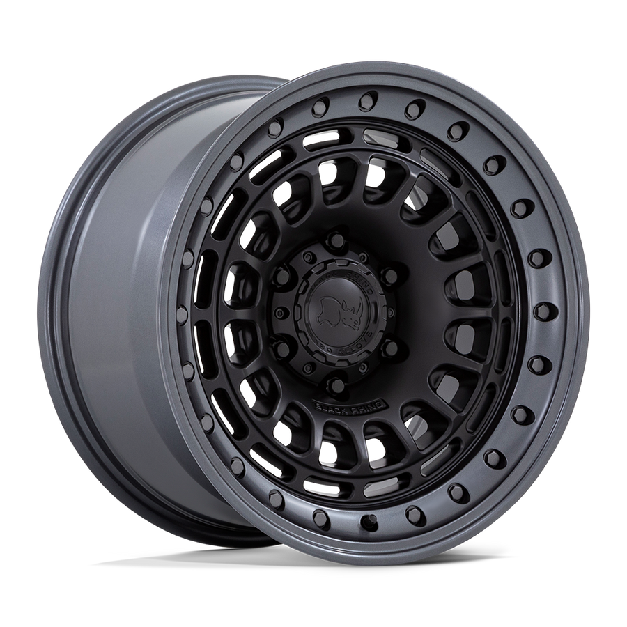 Black Rhino Hard Alloys BR014 SAHARA Matte Black W/ Gunmetal Lip wheel