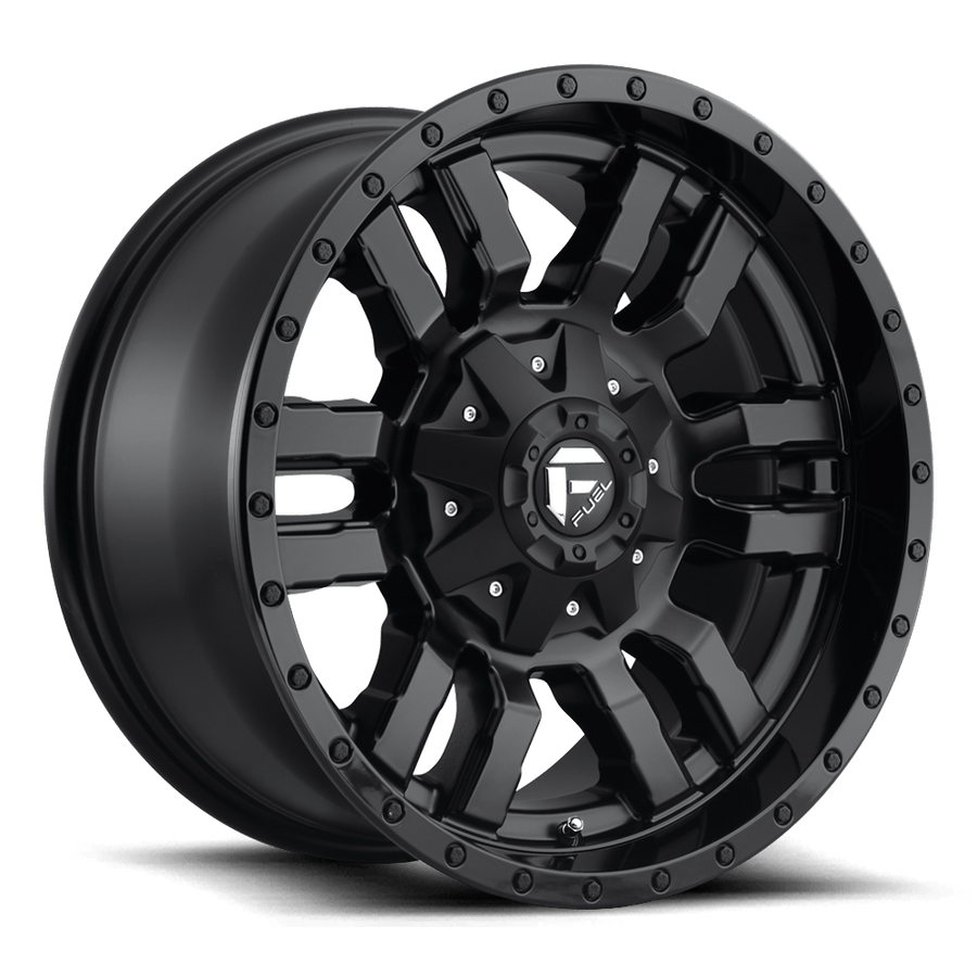 Fuel 1PC D596 SLEDGE Matte Black Gloss Black Lip wheel