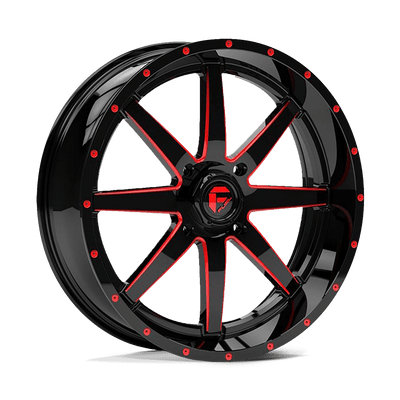 Fuel UTV D650 MAVERICK UTV Gloss Black Milled W/ Red Tint wheel