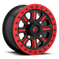 Fuel UTV D911 HARDLINE UTV BEADLOCK Gloss Black Red Tinted Clear wheel