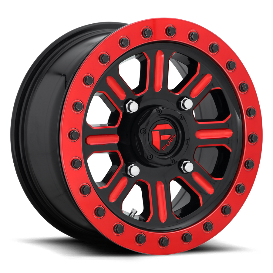 Fuel UTV D911 HARDLINE UTV BEADLOCK Gloss Black Red Tinted Clear wheel
