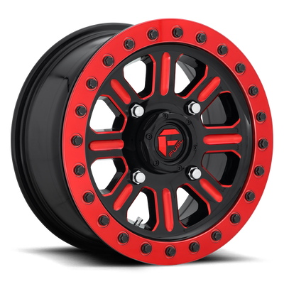 Fuel UTV D911 HARDLINE UTV BEADLOCK Gloss Black Red Tinted Clear wheel