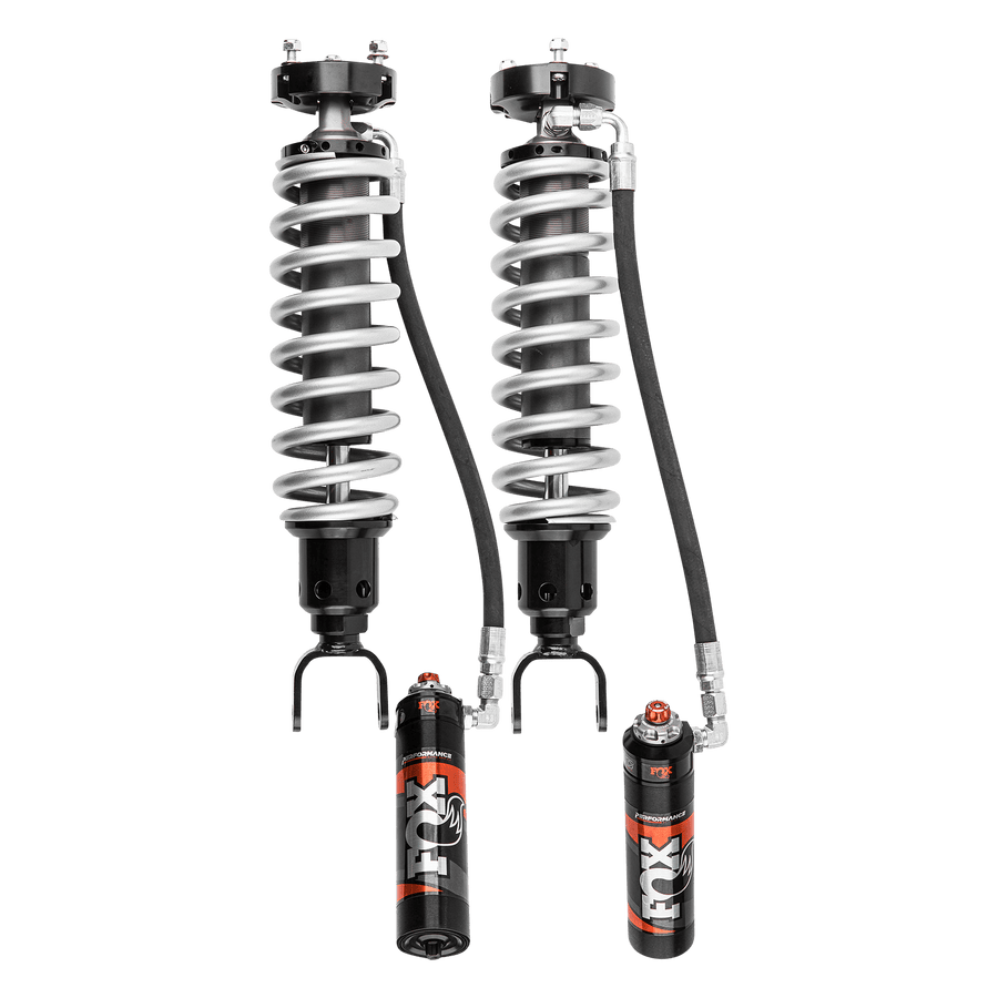 Fox Factory 19-Up Ram 1500 w/ UCA Front Coilover Performance Elite 2.5 Remote Reservoir 2-3 Inch Lift Dual Speed Compression Adjuster Fox Offroad Shocks