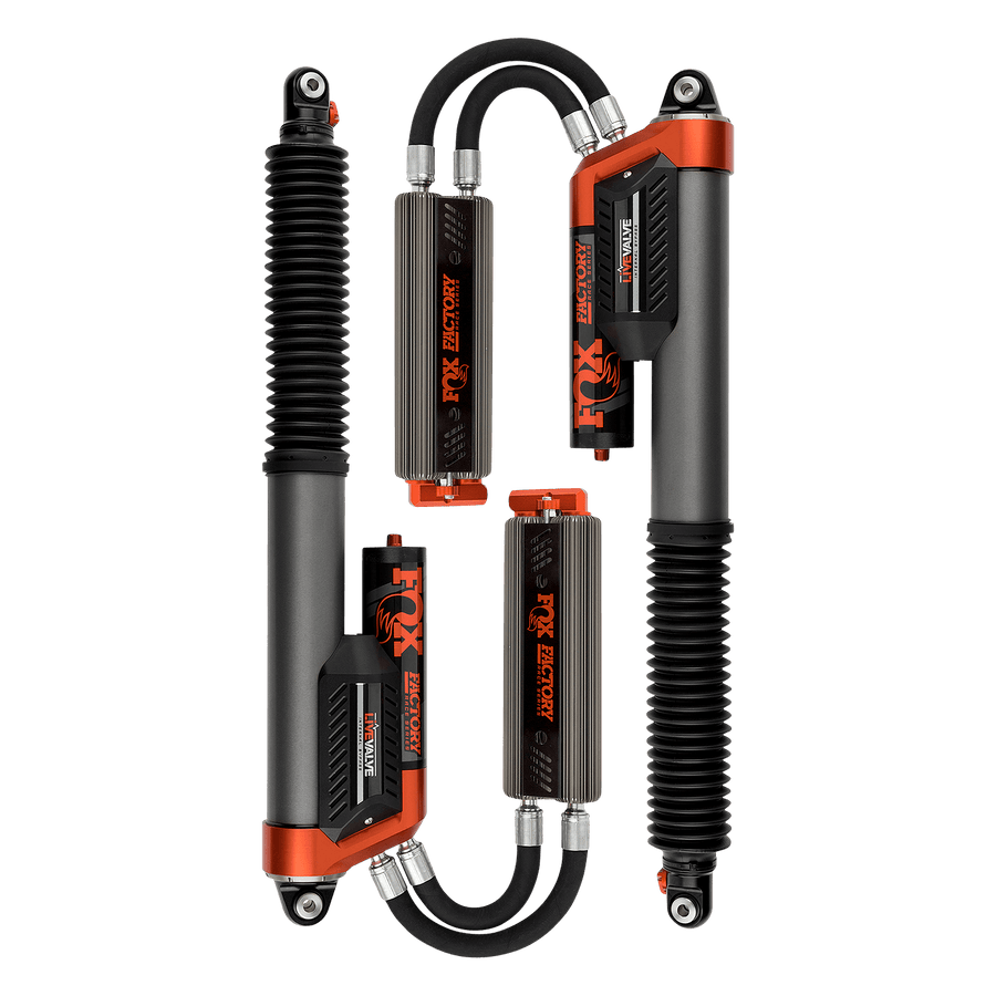 Fox Factory 19-Up Ford Raptor Rear Live Valve Internal Bypass Factory Race 3.0 Piggback External Cooler 12.3 Inch 0-1 Inch Lift Fox Offroad Shocks