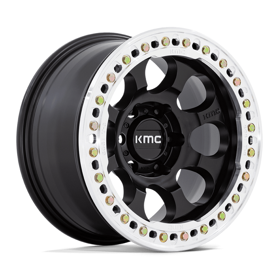 KMC KM237 RIOT BEADLOCK Satin Black W/ Machined Ring wheel