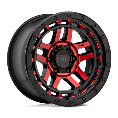 KMC KM540 RECON Gloss Black Mach W/ Red Tint wheel
