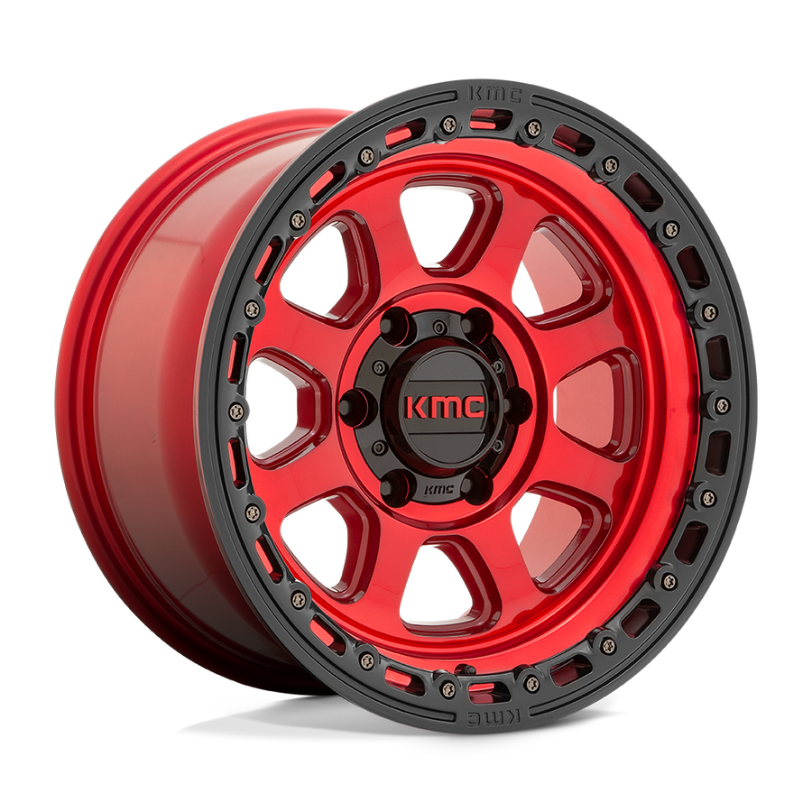 KMC KM548 CHASE Candy Red W/ Black Lip wheel