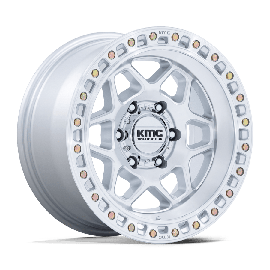 KMC KM553 TORX Gloss Silver W/ Machined Face wheel
