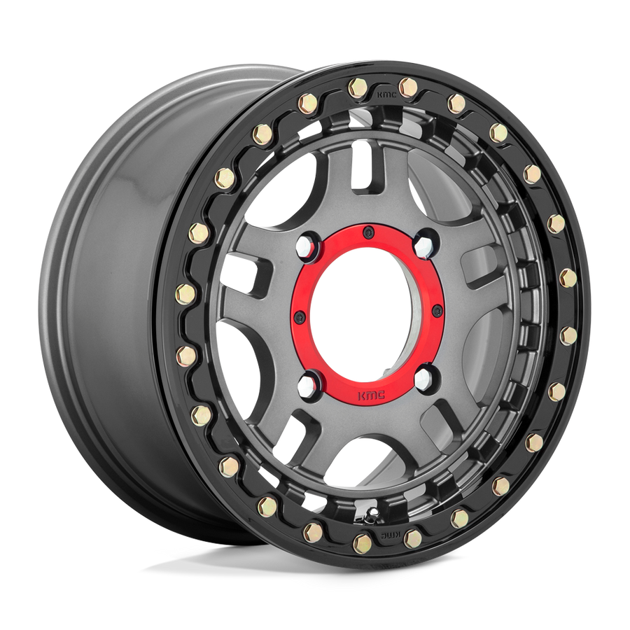 KMC Powersports KS240 RECON UTV BEADLOCK Gun Metal W/ Gloss Black Ring wheel