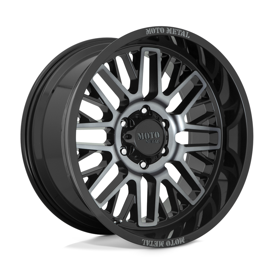 Moto Metal MO802 WARLOCK Gloss Black Mach W/ Gray Tint wheel