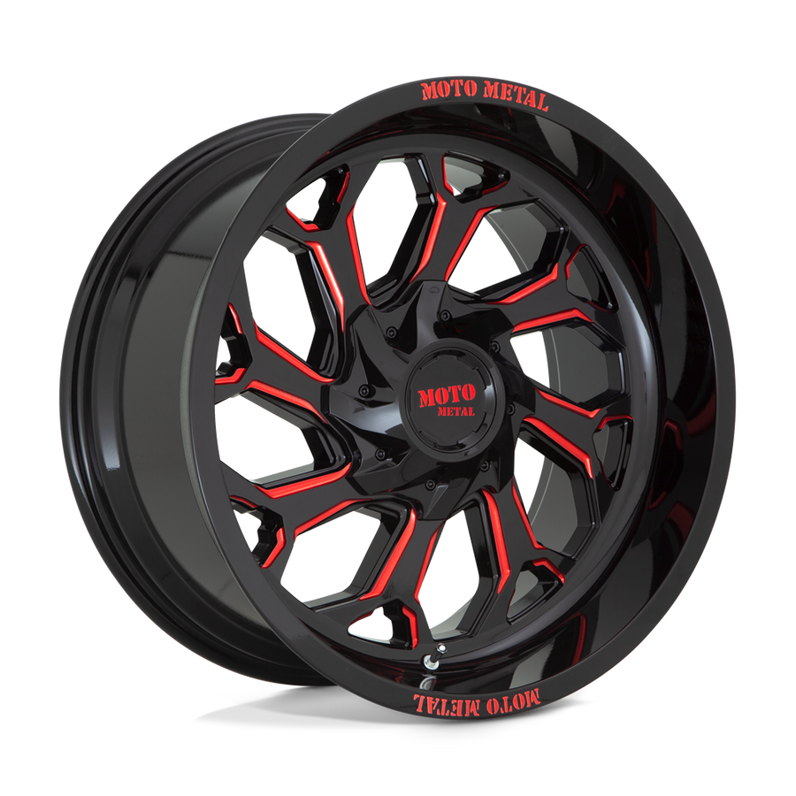Moto Metal MO999 Gloss Black Milled W/ Red Tint wheel