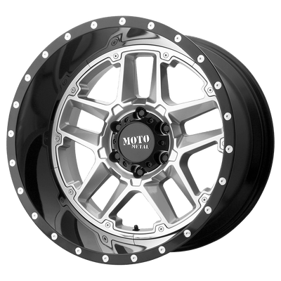 Moto Metal MO987 SENTRY Gloss Silver W/ Gloss Black Lp wheel
