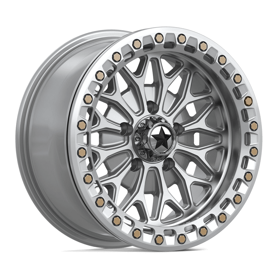MSA Offroad Wheels MA53 BOLO UTV BEADLOCK Gloss Silver W/ Machined Face wheel