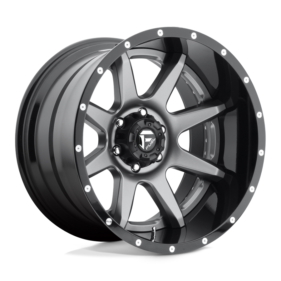 Fuel 2PC D238 RAMPAGE Matte Gun Metal Black Lip wheel