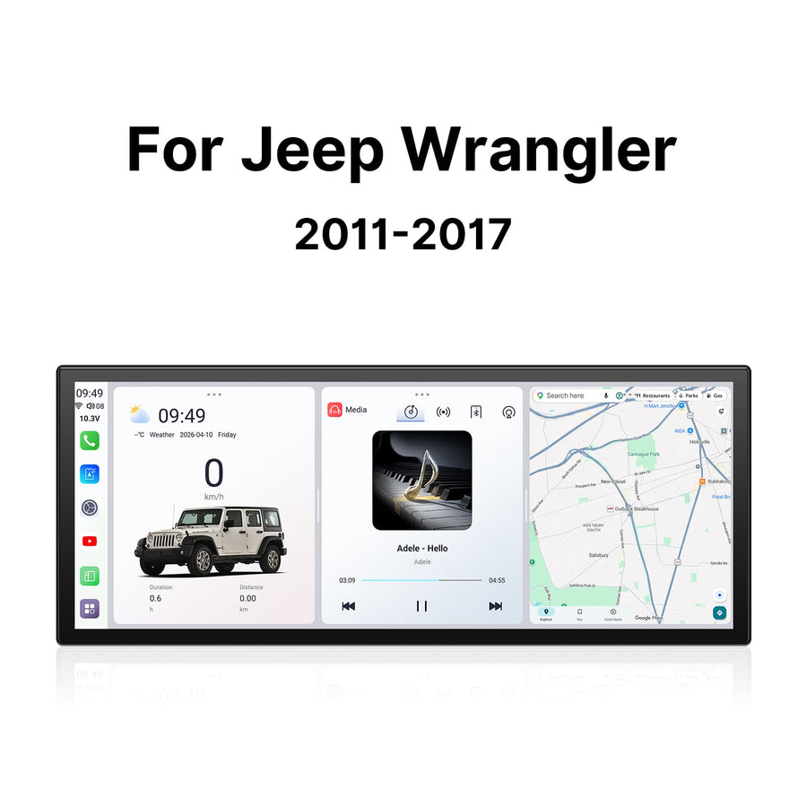 Youducar 12.3-Inch Android Head Unit for Jeep Wrangler JK (2011-2017) | Rugged Touchscreen with Wireless CarPlay & Android Auto