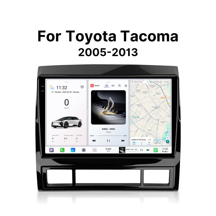 Youducar 9.5'' HD Android Display + Gloss Painted Frame for Toyota Tacoma 2005-2013, Wireless CarPlay Navi Upgrade