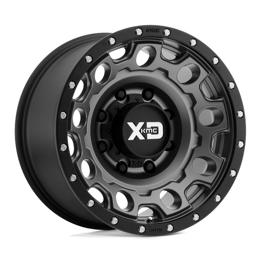 XD XD129 HOLESHOT Matte Gray W/ Black Ring wheel