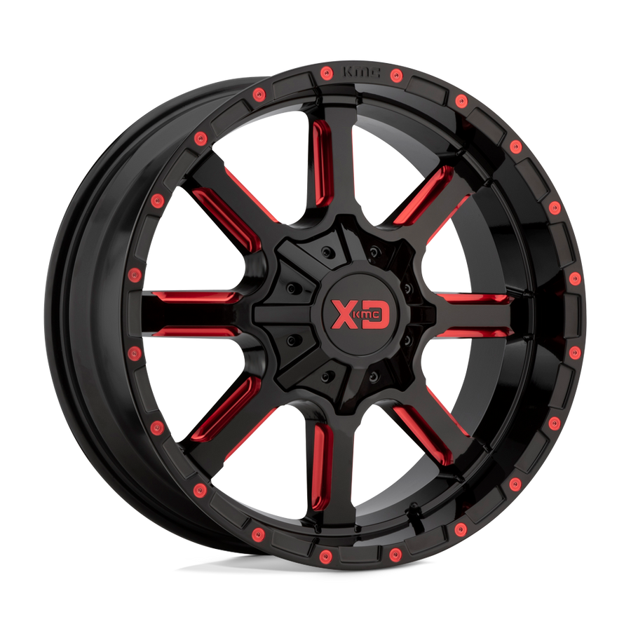 XD XD838 MAMMOTH Gloss Black Milled W/ Red Tint wheel
