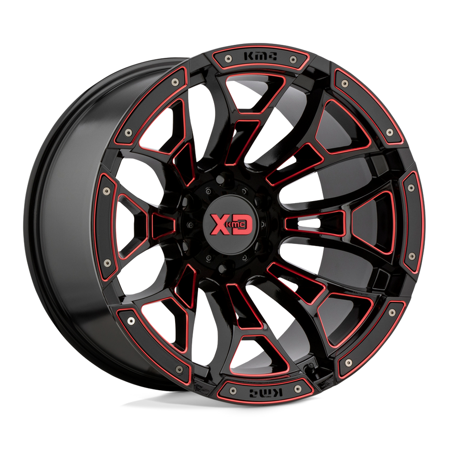 XD XD841 BONEYARD Gloss Black Milled W/ Red Tint wheel