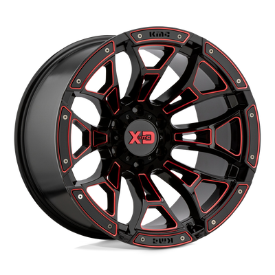 XD XD841 BONEYARD Gloss Black Milled W/ Red Tint wheel