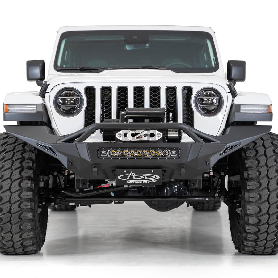 2007+ Jeep JL JLU JT Wrangler , Gladiator Stealth Fighter Front Bumper Addictive Desert Designs License Plate Bracket
