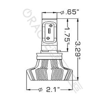 2016-2023 Toyota Tacoma H11 - 4,000+ Lumen LED Light Bulb Conversion Kit (Low Beam) technical drawing