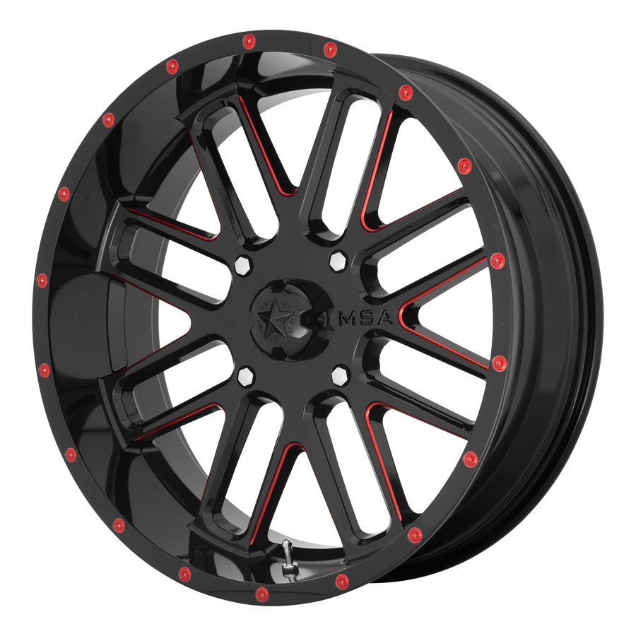 MSA Offroad Wheels M35 BANDIT UTV Gloss Black Milled W/ Red Tint wheel