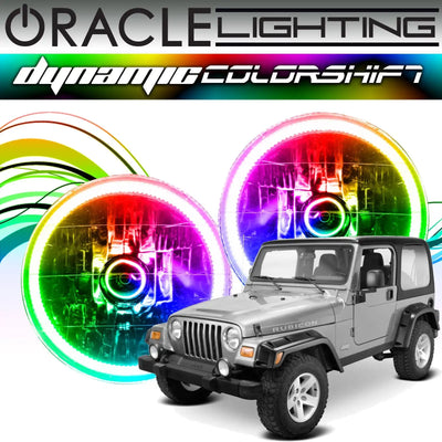1997-2006 Jeep Wrangler TJ ORACLE Dynamic ColorSHIFT Headlight Halo Kit
