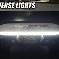 Rear view of Jeep Gladiator JT with 60” Double Row LED Truck Tailgate Light Bar installed.
