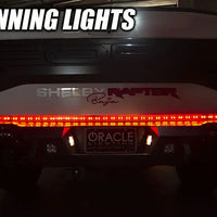 Rear view of Jeep Gladiator JT with 60” Double Row LED Truck Tailgate Light Bar installed.