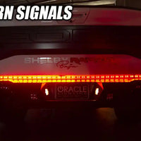 Rear view of Jeep Gladiator JT with 60” Double Row LED Truck Tailgate Light Bar installed.