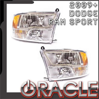 2009-2018 Ram Sport Pre-Assembled Headlights - Chrome