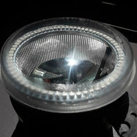 2010-2017 Jeep Wrangler JK Red LED Halo Pre-Assembled Fog Lights with red halos.