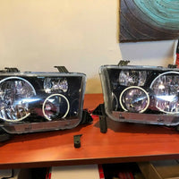 ORACLE 2007-2013 TOYOTA TUNDRA BLACK HEADLIGHTS WITH WHITE LED HALOS 7119-001 - CLEARANCE
