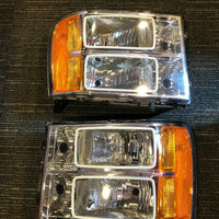 2007-2013 GMC Sierra Headlight Set with White LED Halos