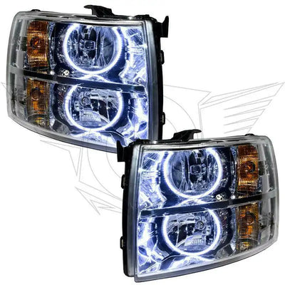 ORACLE LIGHTING 2007-2013 CHEVROLET SILVERADO HEADLIGHTS WITH WHITE LED HALOS - CLEARANCE