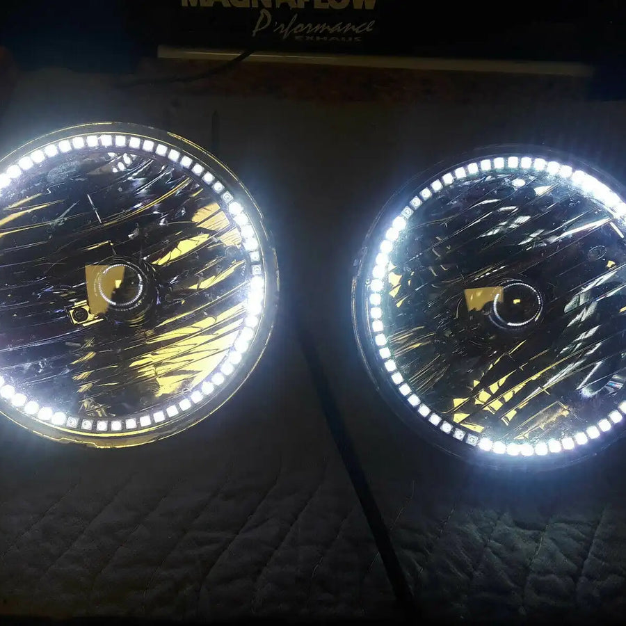 Used 2007-2016 Jeep Wrangler Headlights with Dynamic ColorSHIFT Halos - Clearance